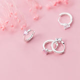 925 Silver Love Heart CZ Ear Cuff Clip Earring