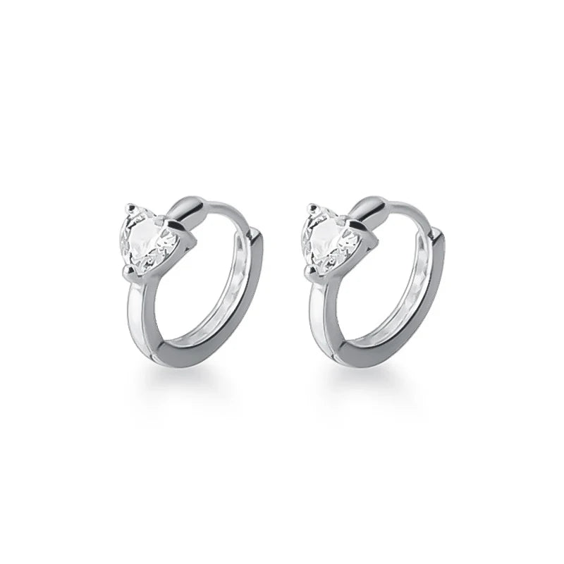 925 Silver Love Heart CZ Ear Cuff Clip Earring