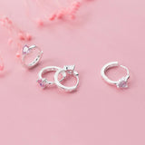 925 Silver Love Heart CZ Ear Cuff Clip Earring