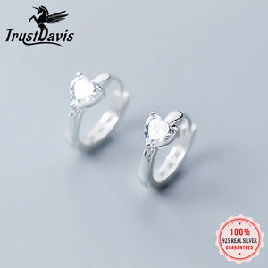 925 Silver Love Heart CZ Ear Cuff Clip Earring