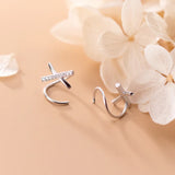 925 Silver X Letter CZ Ear Bones Ring DS2489