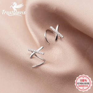 925 Silver X Letter CZ Ear Bones Ring DS2489