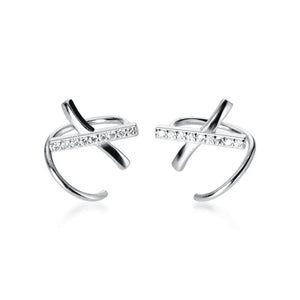 925 Silver X Letter CZ Ear Bones Ring DS2489