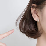 925 Silver X Letter CZ Ear Bones Ring DS2489