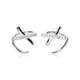 925 Silver X Letter CZ Ear Bones Ring DS2489