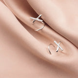 925 Silver X Letter CZ Ear Bones Ring DS2489