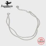 Trusta 925 Sterling Silver Double Layer Beads Bracelet for Women DS2291
