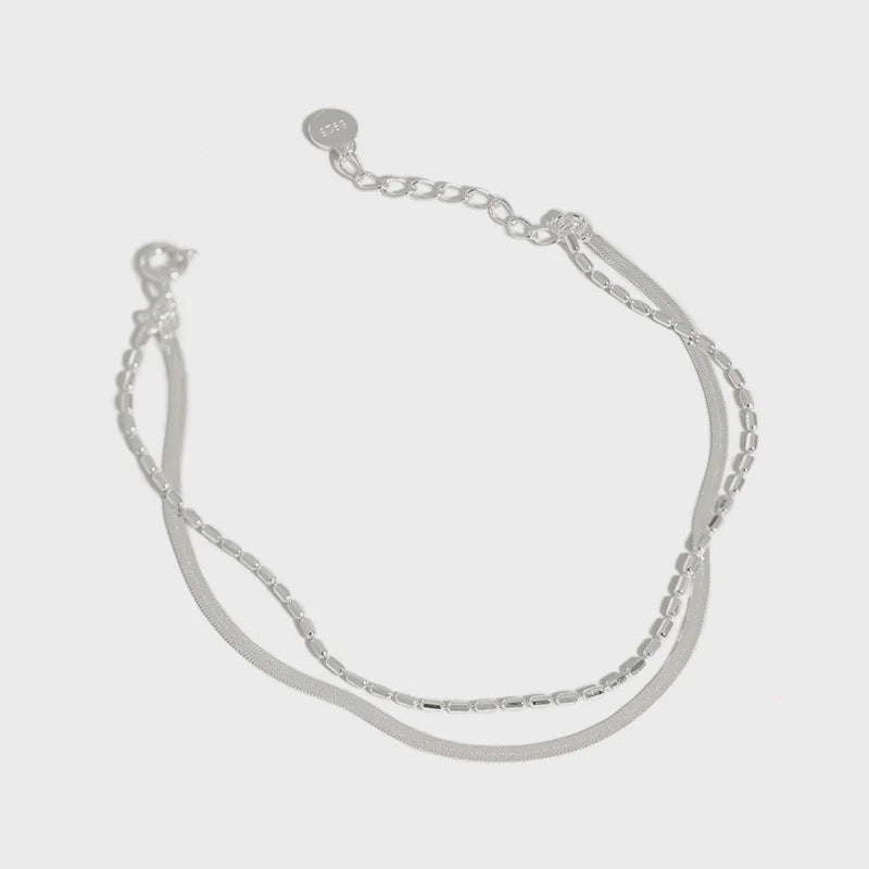 Trusta 925 Sterling Silver Double Layer Beads Bracelet for Women DS2291