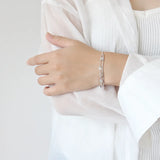 925 Silver Double Layer Tassel Chain Bracelet For Women