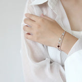925 Silver Double Layer Tassel Chain Bracelet For Women