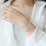 925 Silver Double Layer Tassel Chain Bracelet For Women