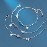 925 Silver Star Crystal Bracelet Birthday Gift DS2377