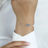 925 Silver Star Crystal Bracelet Birthday Gift DS2377