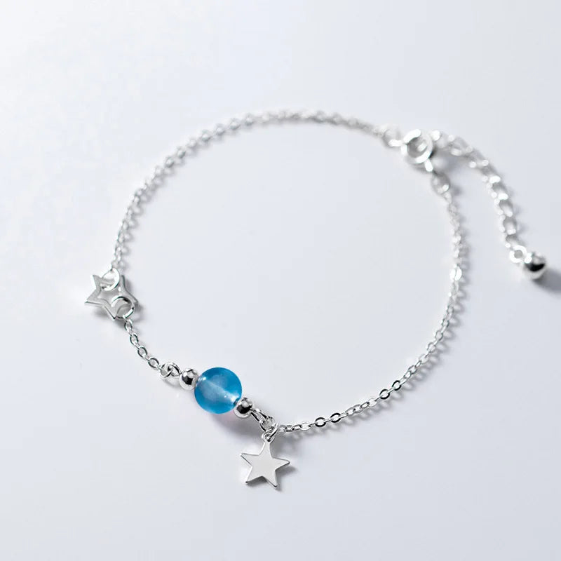 925 Silver Star Crystal Bracelet Birthday Gift DS2377