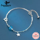 925 Silver Star Crystal Bracelet Birthday Gift DS2377