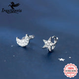 925 Silver Hoop Moon Star Ear Cuff Clip Earrings For Women