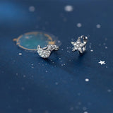 925 Silver Hoop Moon Star Ear Cuff Clip Earrings For Women