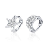 925 Silver Hoop Moon Star Ear Cuff Clip Earrings For Women