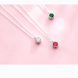 925 Sterling Silver Round CZ Pendant Necklace For Women - DS2104