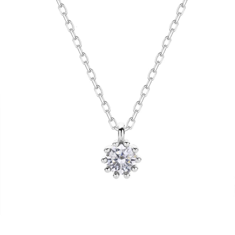 925 Sterling Silver Round CZ Pendant Necklace For Women - DS2104
