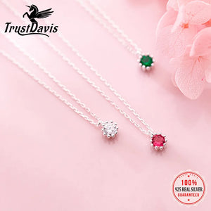 925 Sterling Silver Round CZ Pendant Necklace For Women - DS2104