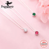 925 Sterling Silver Round CZ Pendant Necklace For Women - DS2104