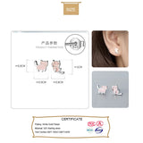 925 Sterling Silver Pink Kitten Kat Stud Earring Asymmetrical