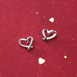 925 Silver CZ Heart Stud Earrings Women Girls Kids Lady Jewelry