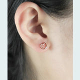 925 Silver CZ Heart Stud Earrings Women Girls Kids Lady Jewelry