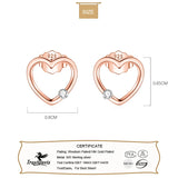 925 Silver CZ Heart Stud Earrings Women Girls Kids Lady Jewelry