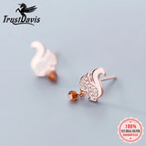 925 Silver Squirrel CZ Earring For Women Wedding Gift