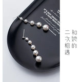 925 Silver Synthesis Pearl Long Stud Earrings Wedding Jewelry
