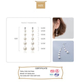 925 Silver Synthesis Pearl Long Stud Earrings Wedding Jewelry
