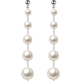 925 Silver Synthesis Pearl Long Stud Earrings Wedding Jewelry