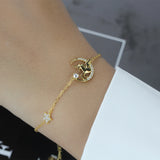 925 Silver Unicorn Stars Moon CZ Bracelet For Women Gift