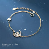 925 Silver Unicorn Stars Moon CZ Bracelet For Women Gift