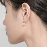 Trusta 925 Silver Asymmetric Cat Stud Earrings For Women Girls Kids