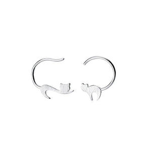 Trusta 925 Silver Asymmetric Cat Stud Earrings For Women Girls Kids