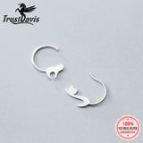 Trusta 925 Silver Asymmetric Cat Stud Earrings For Women Girls Kids