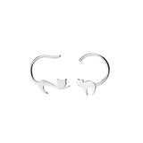 Trusta 925 Silver Asymmetric Cat Stud Earrings For Women Girls Kids
