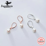 925 Sterling Silver Pearl Hoop Earrings For Women Wedding Gift