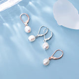 925 Sterling Silver Pearl Hoop Earrings For Women Wedding Gift