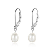 925 Sterling Silver Pearl Hoop Earrings For Women Wedding Gift