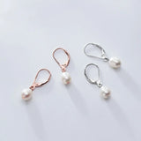 925 Sterling Silver Pearl Hoop Earrings For Women Wedding Gift