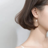 925 Sterling Silver Pearl Hoop Earrings For Women Wedding Gift