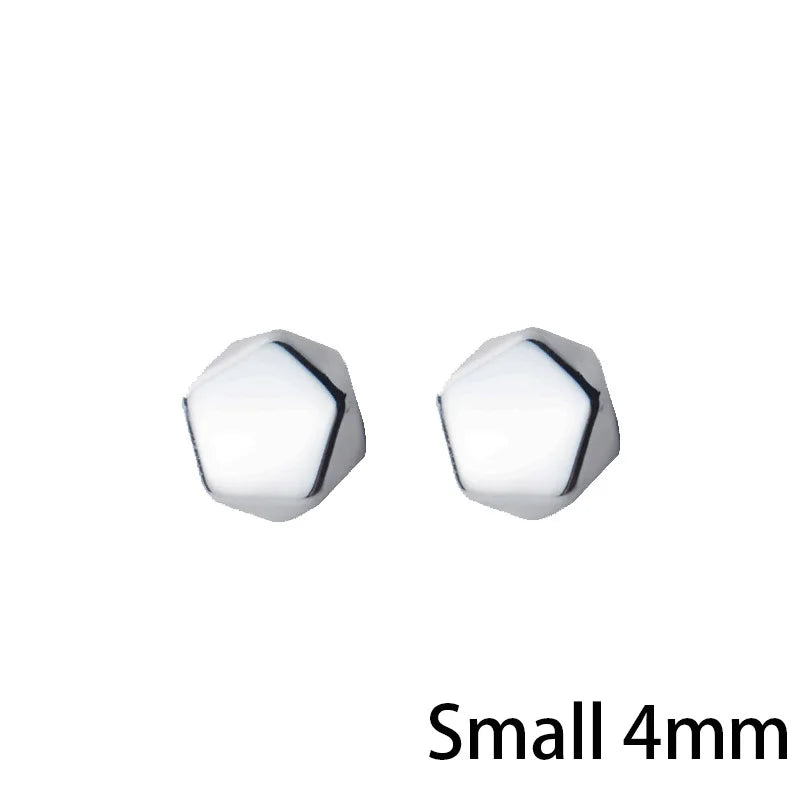 925 Silver Polygon Stud Earring Minimalist Style Gift DA902