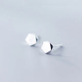 925 Silver Polygon Stud Earring Minimalist Style Gift DA902