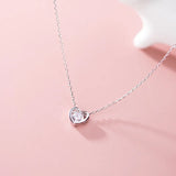 Trusta Women Necklace 925 Sterling Silver Heart CZ Pendant Choker Necklace