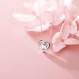 Trusta Women Necklace 925 Sterling Silver Heart CZ Pendant Choker Necklace