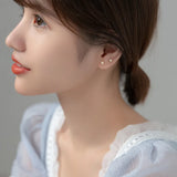 Real 925 Sterling Silver CZ Stud Earrings for Women
